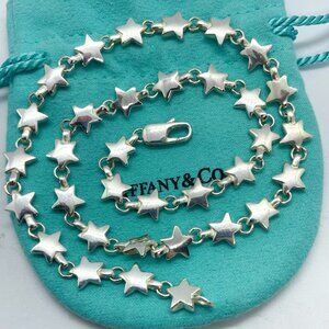 Tiffany & Co. Sterling Silver Puff Star Link Necklace – 16”
